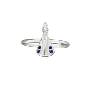 Anel nossa senhora aparecida cravejada prata