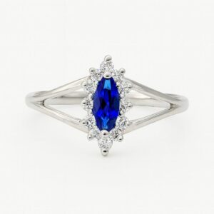 Anel solitário pedra azul