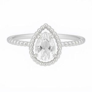 Anel de prata 925 zircônia gota cristal pontilhada