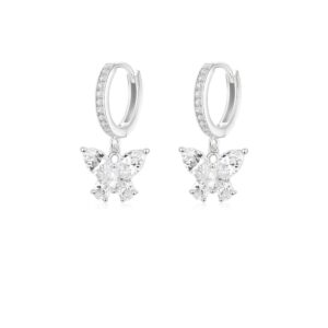 Brinco argola click borboleta cristal