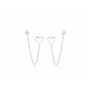 Par de brincos coração e ponto de luz corrente