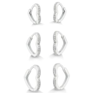 Trio de argola corações cravejada