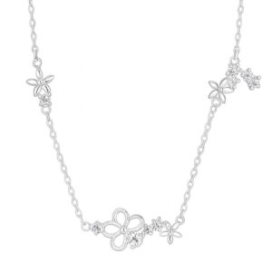 Colar flor na zircônia cristal