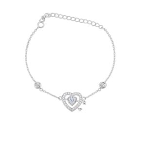 Pulseira coracao cravejada