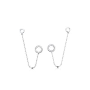 Brinco circulo cravejado com corrente