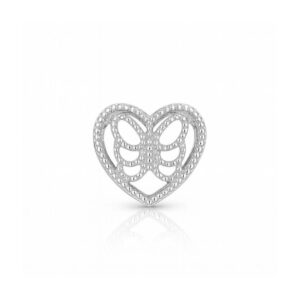 Berloque separador coração vazado com borboleta