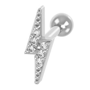 Piercing haste raio com zircônia 6mm orelha esquerda