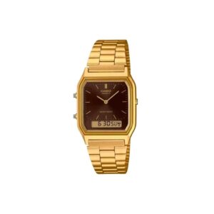 Relógio casio dourado fundo preto vintage