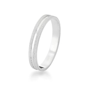 Aliança compromisso prata diamantada com friso 3,5 mm unitária 20
