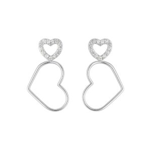 Brinco coração nimi cravejado com coração vazado