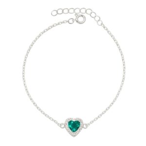 Pulseira de prata zircônia coração acqua