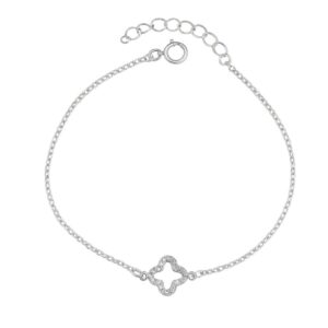 Pulseira trevo vazado cravejada mini