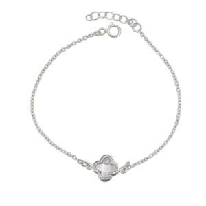 Pulseira trevo transparente prata