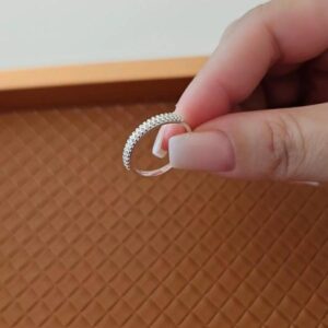 Anel aparador aliança duas fileiras cravejadas prata