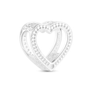 Berloque separador coração vazado.