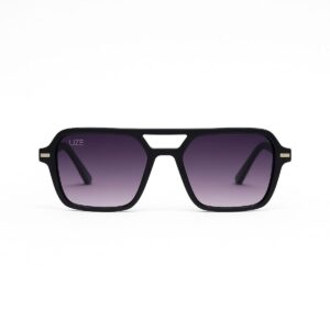 Óculos quadrado preto detalhe em cinza